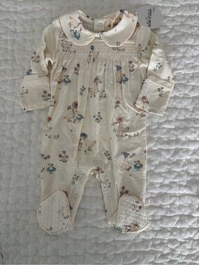 NWT Angel Dear/Altar’d State Kids Peter Pan Collar Smocked Goose & Floral Footie